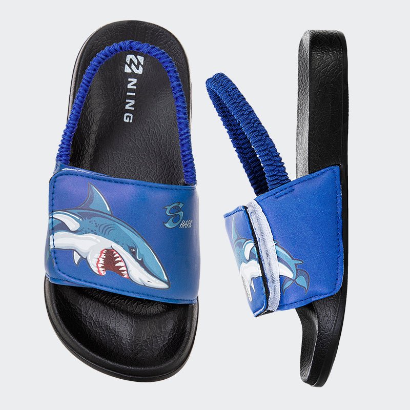 Kids Slide Sandals JB-Black blue shark - Watelves.com