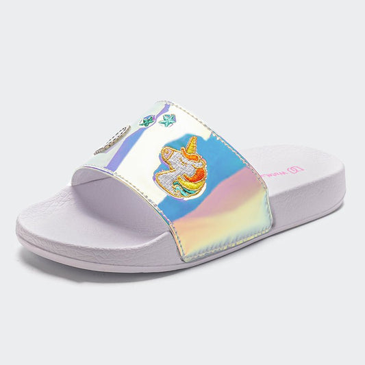 KIDS SLIDE SANDALS JB509-Mirror Unicorn - Watelves.com