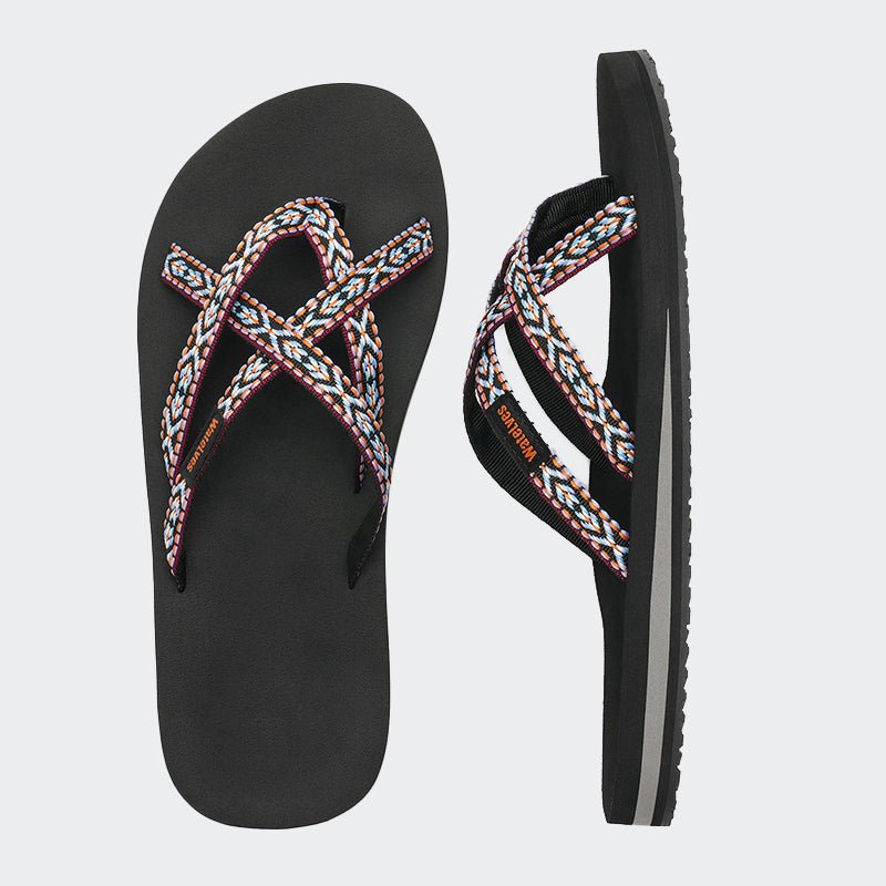 Womens Flip Flops LZ501-Orange blue - Watelves.com