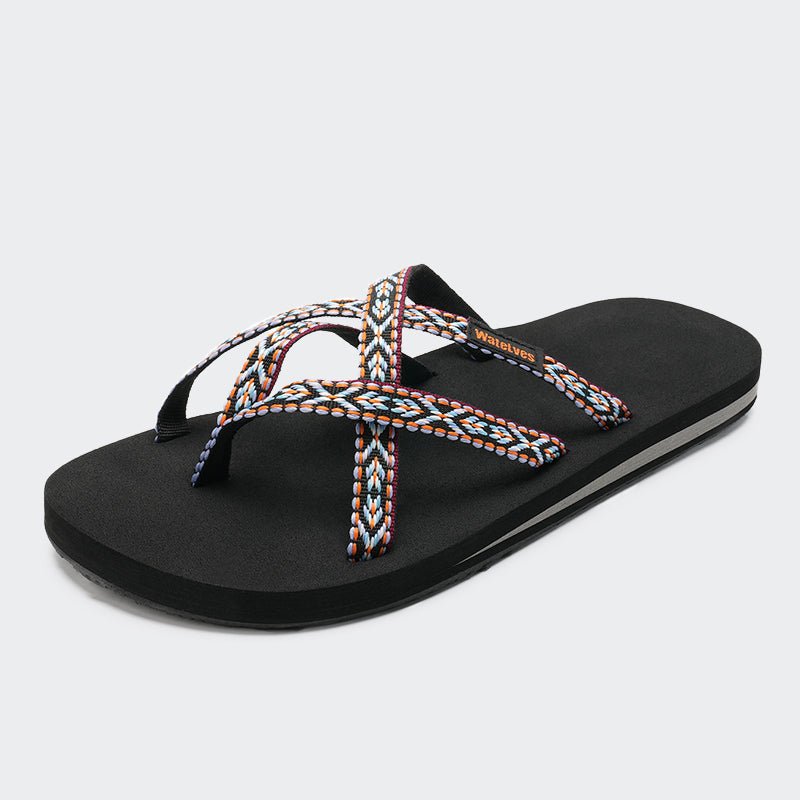 Womens Flip Flops LZ501-Orange blue - Watelves.com