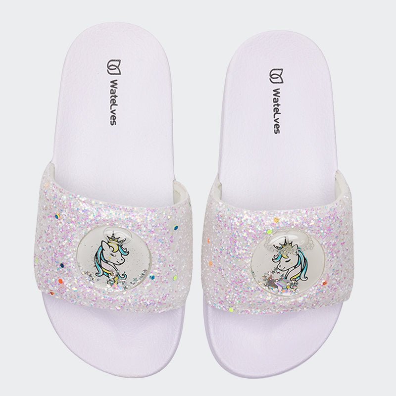 KIDS SLIDE SANDALS JB508-Shiny Unicorn - Watelves.com